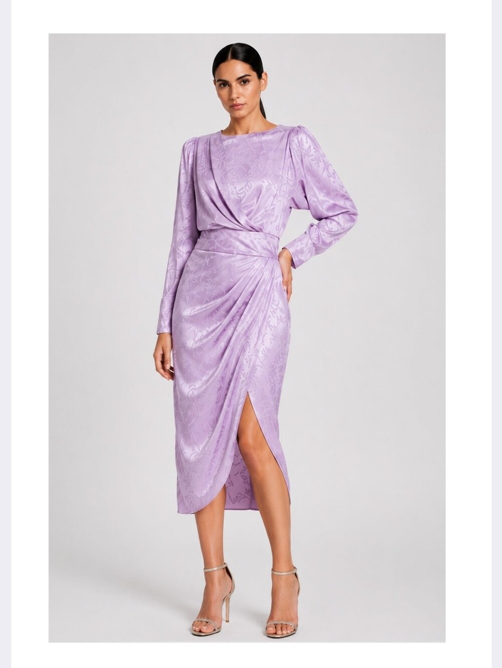 Ronny Kobo Lilac Draped Midi Jade Dress